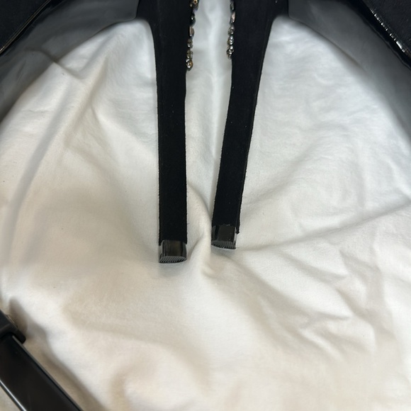 BRIAN ATWOOD Black Suede & Crystal Embellished Platform Heels Ferranta size 7 US - Picture 7 of 11
